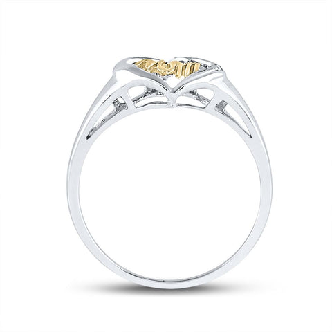 Sterling Silver Womens Round Diamond Mom Heart Ring .02 Cttw