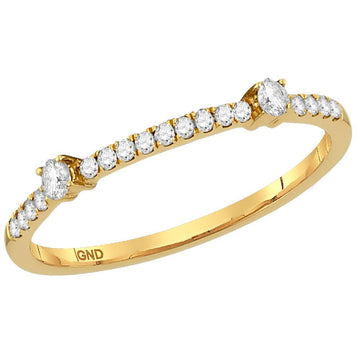 14kt Yellow Gold Womens Round Diamond Stackable Band Ring 1/6 Cttw