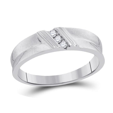10kt White Gold Mens Round Diamond Wedding Band Ring 1/20 Cttw