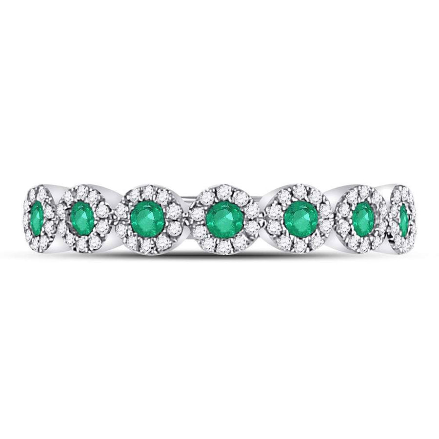 10kt White Gold Womens Round Emerald Circle Stackable Band Ring 1/2 Cttw
