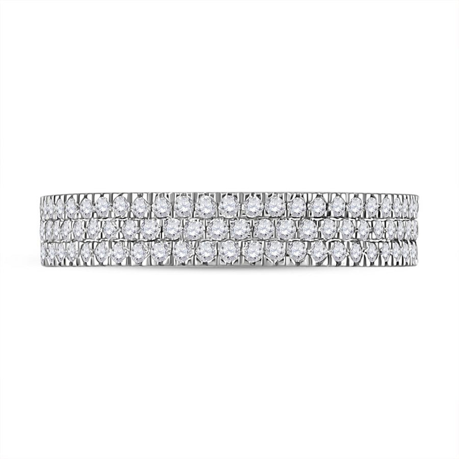 10kt White Gold Womens Round Diamond Pave Band Ring 1/2 Cttw