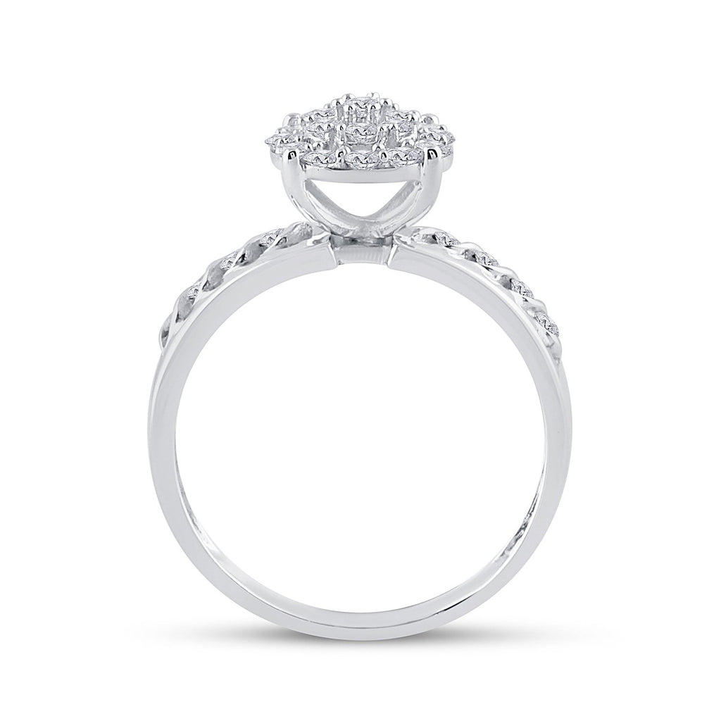 10kt White Gold His Hers Round Diamond Cluster Matching Wedding Set 3/4 Cttw