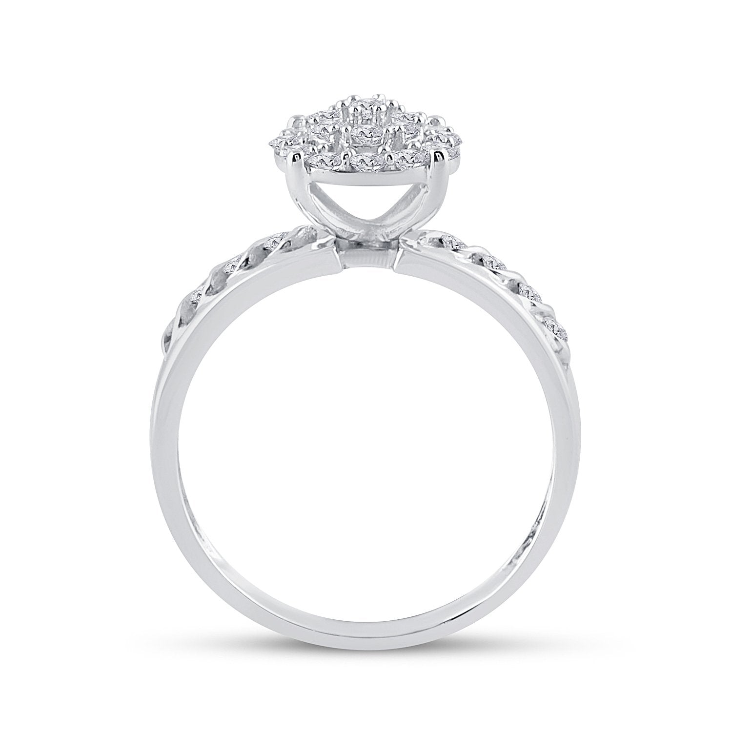 10kt White Gold His Hers Round Diamond Cluster Matching Wedding Set 3/4 Cttw
