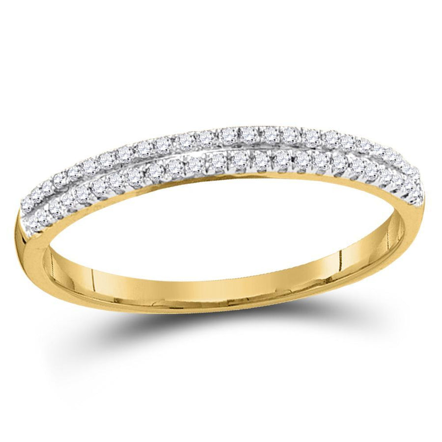 10kt Yellow Gold Womens Round Diamond Slender Double Row Band 1/6 Cttw