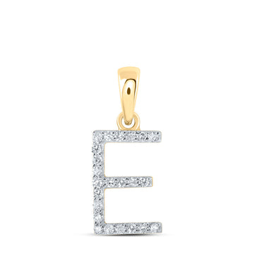 10kt Yellow Gold Womens Round Diamond E Initial Letter Pendant 1/10 Cttw