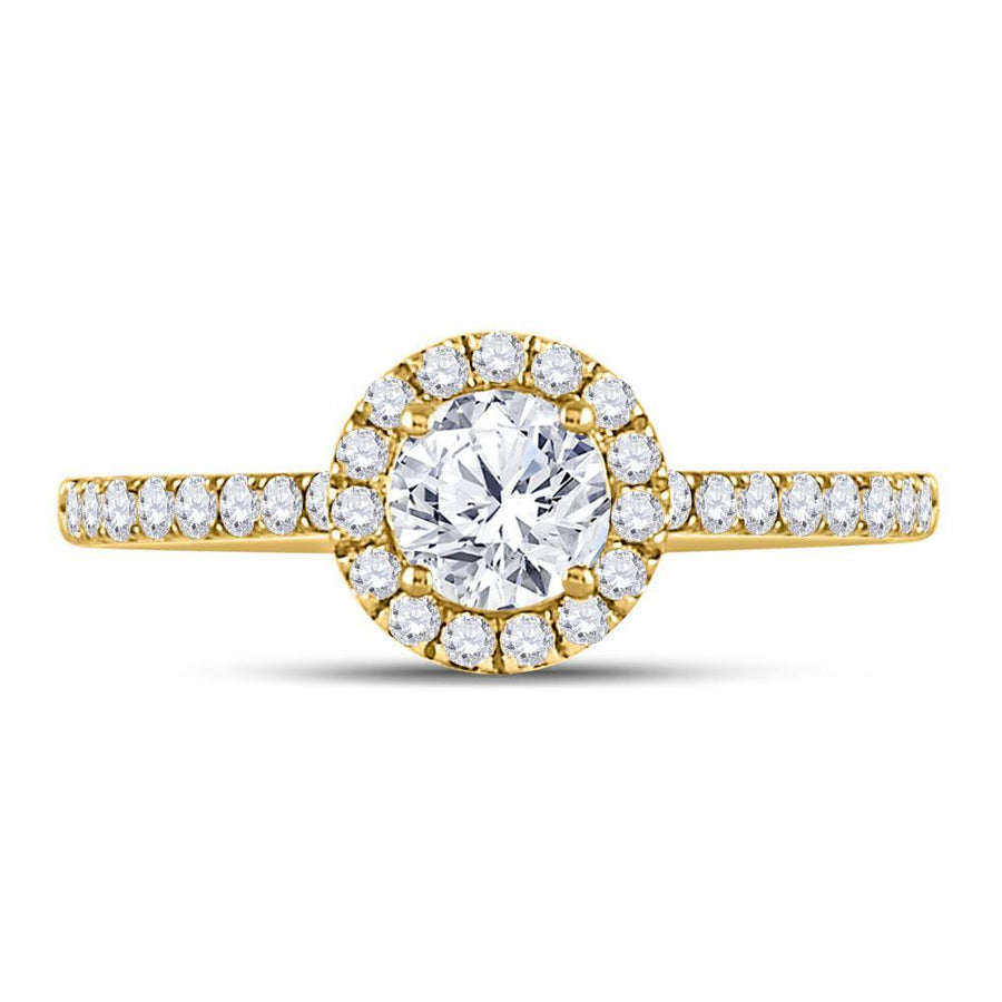 14kt Yellow Gold Round Diamond Halo Bridal Wedding Engagement Ring 3/4 Cttw
