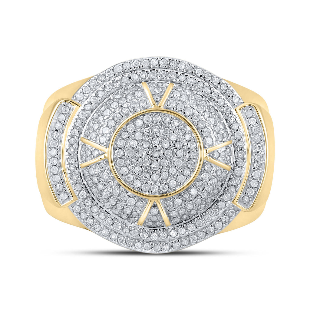 10kt Yellow Gold Mens Round Diamond Circle Ring 3/4 Cttw