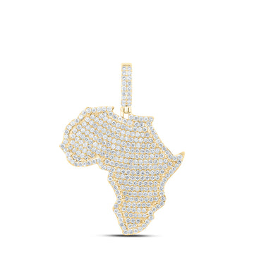 10kt Yellow Gold Mens Round Diamond Africa Charm Pendant 3 Cttw