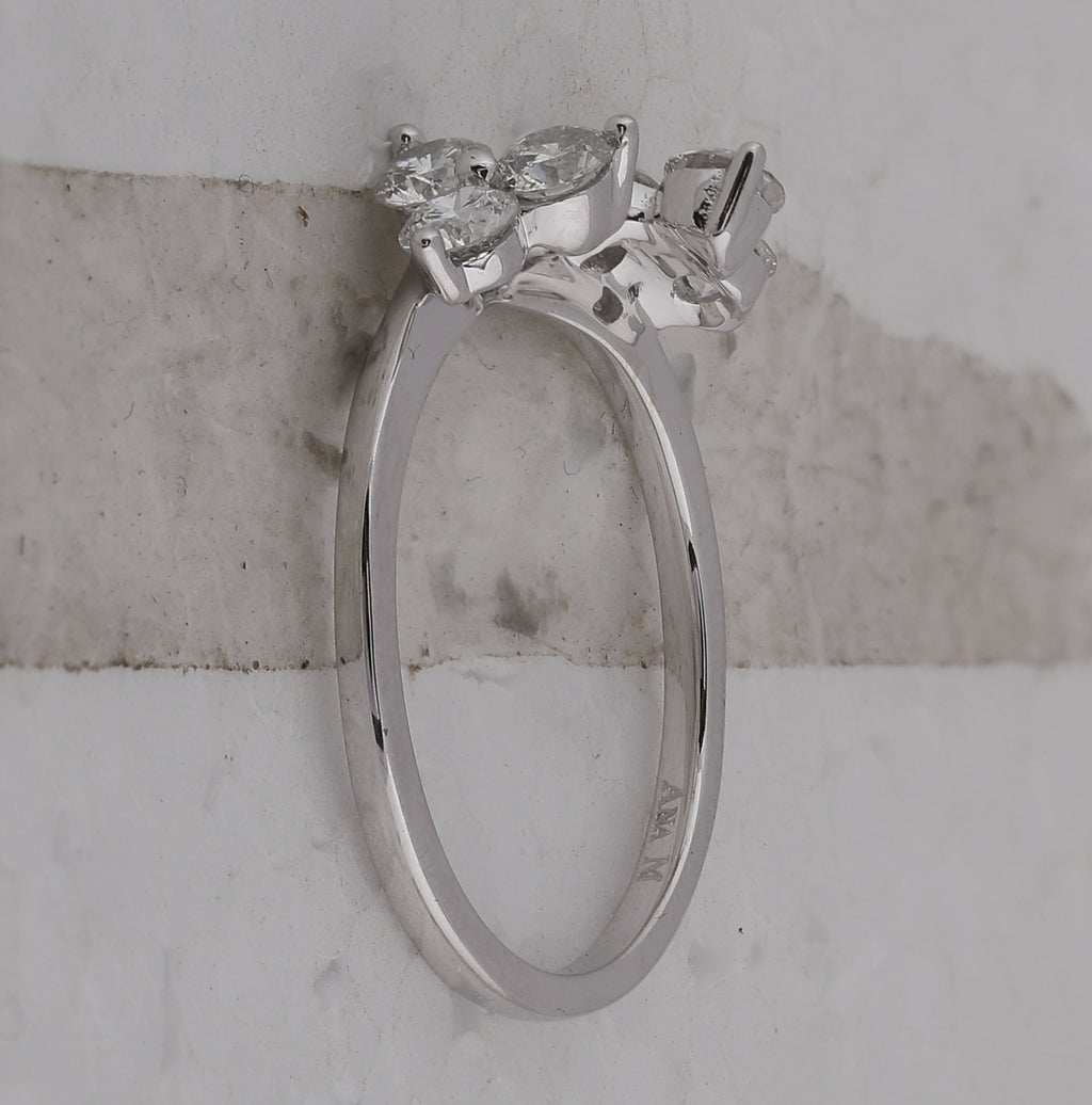 14kt White Gold Womens Round Diamond Ring Guard Wrap Enhancer Band 3/4 Cttw