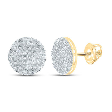 10kt Yellow Gold Round Diamond Circle Earrings 1/4 Cttw