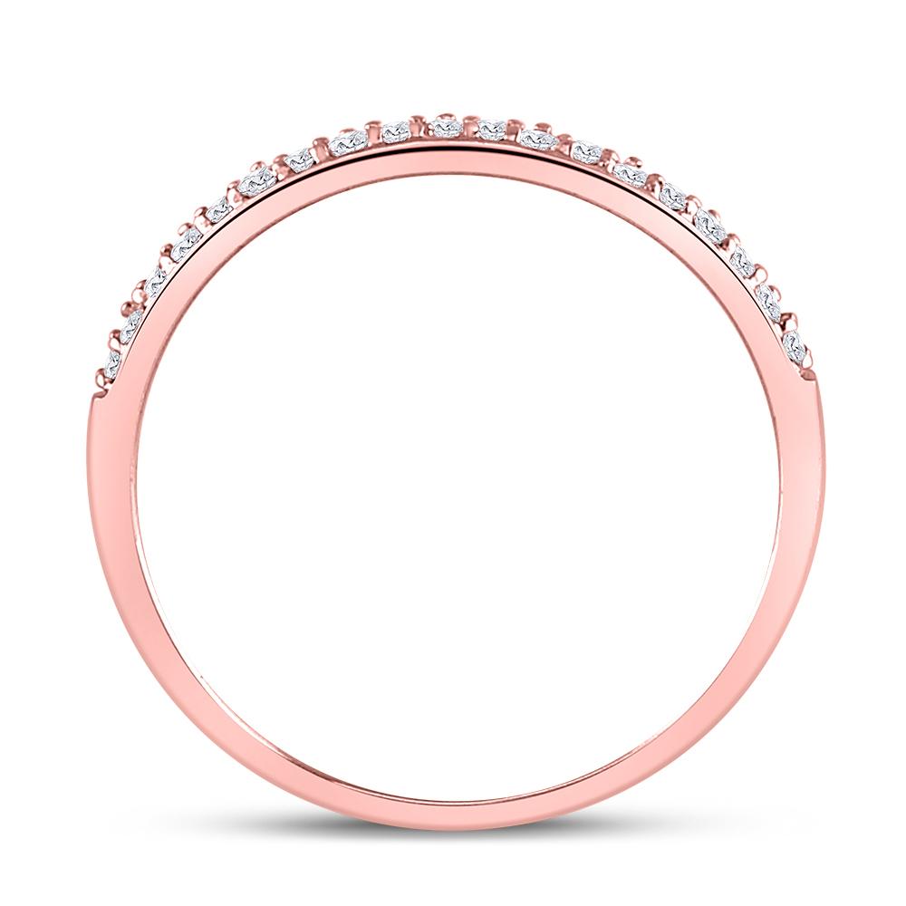 10kt Rose Gold Womens Round Diamond Slender Scalloped Stackable Band Ring 1/6 Cttw