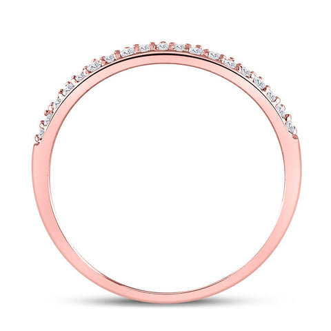 10kt Rose Gold Womens Round Diamond Slender Scalloped Stackable Band Ring 1/6 Cttw