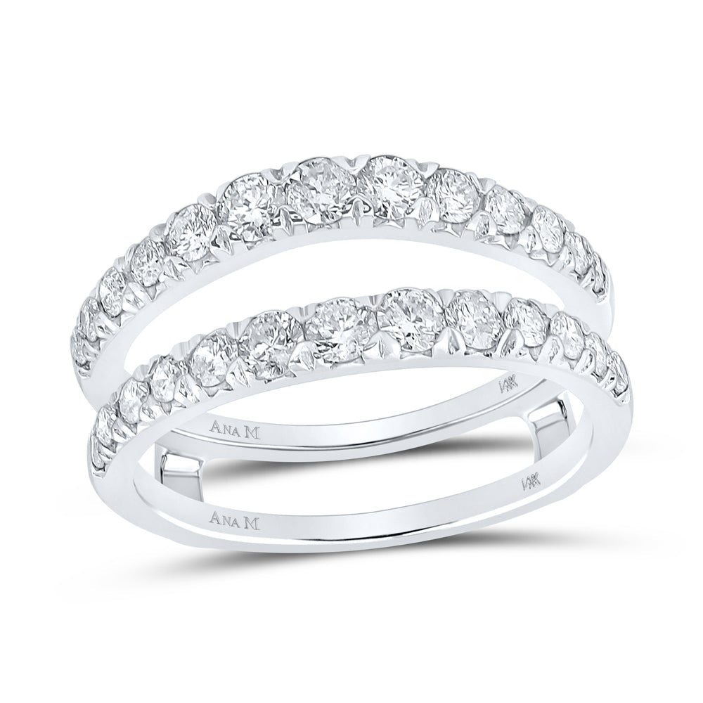 14kt White Gold Womens Round Diamond Wrap Enhancer Wedding Band 1 Cttw