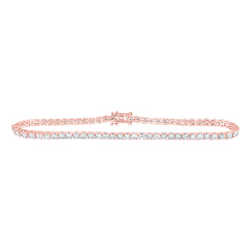 14kt Rose Gold Womens Round Diamond Single Row Fashion Bracelet 4 Cttw