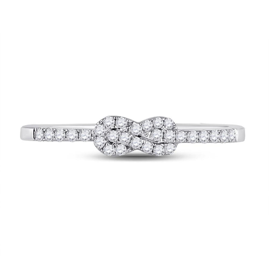 10kt White Gold Womens Round Diamond Knot Stackable Band Ring 1/5 Cttw