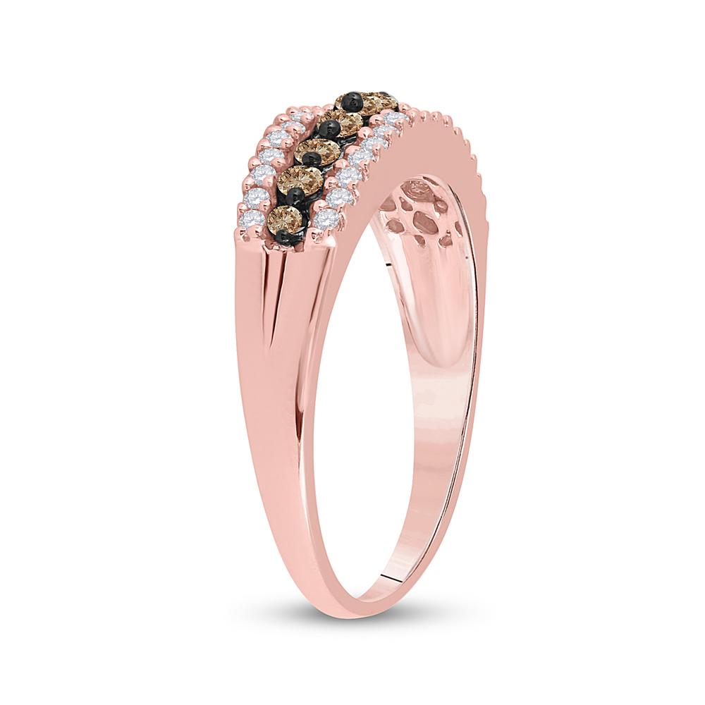 10kt Rose Gold Womens Round Brown Diamond Band Ring 1/2 Cttw
