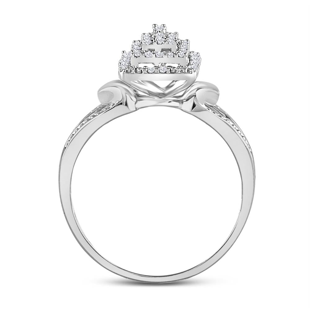 10kt White Gold Womens Round Diamond Cluster Ring 1/6 Cttw