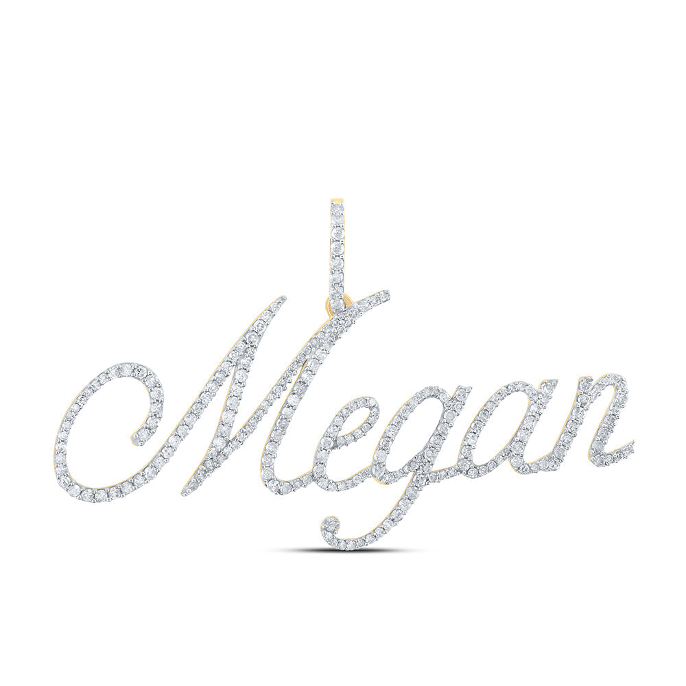10kt Yellow Gold Womens Round Diamond MEGAN Name Pendant 1 Cttw