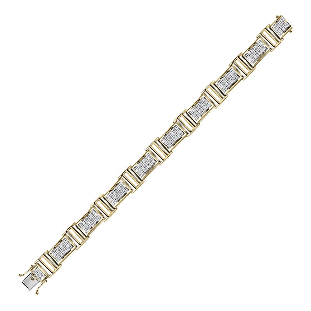10kt Yellow Gold Mens Round Diamond Link Bracelet 2 Cttw