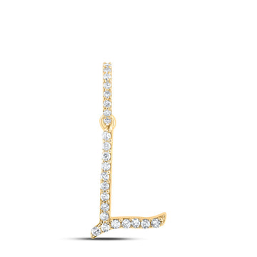 10kt Yellow Gold Womens Round Diamond L Initial Letter Pendant 1/10 Cttw