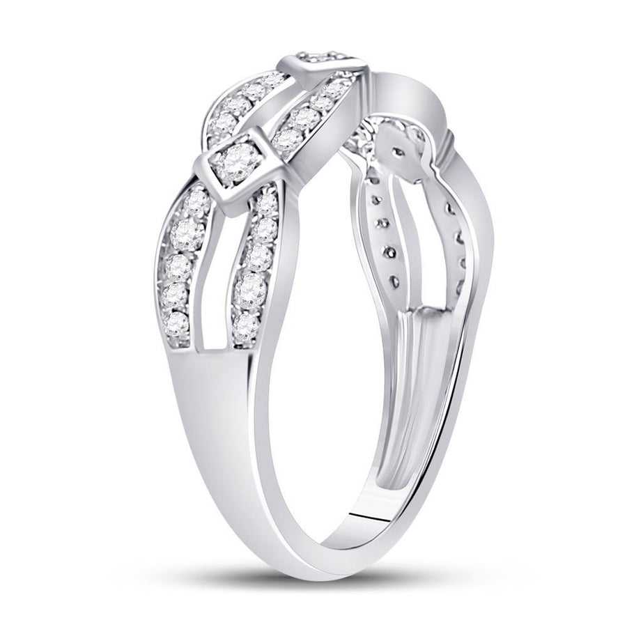 10kt White Gold Womens Round Diamond Fashion Band Ring 1/3 Cttw