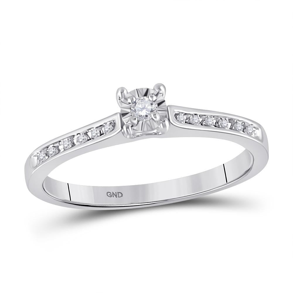 10kt White Gold Round Diamond Solitaire Bridal Wedding Engagement Ring 1/10 Cttw
