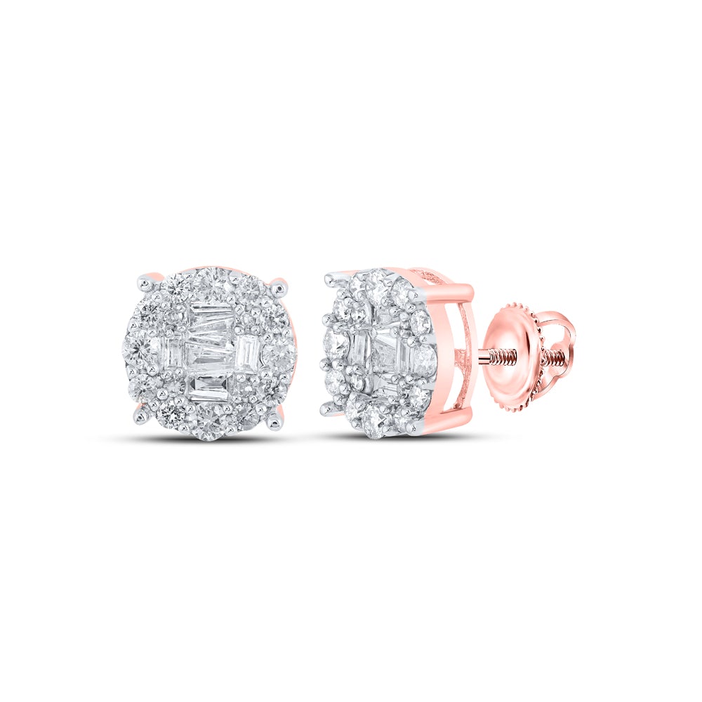 10kt Rose Gold Baguette Diamond Cluster Earrings 5/8 Cttw