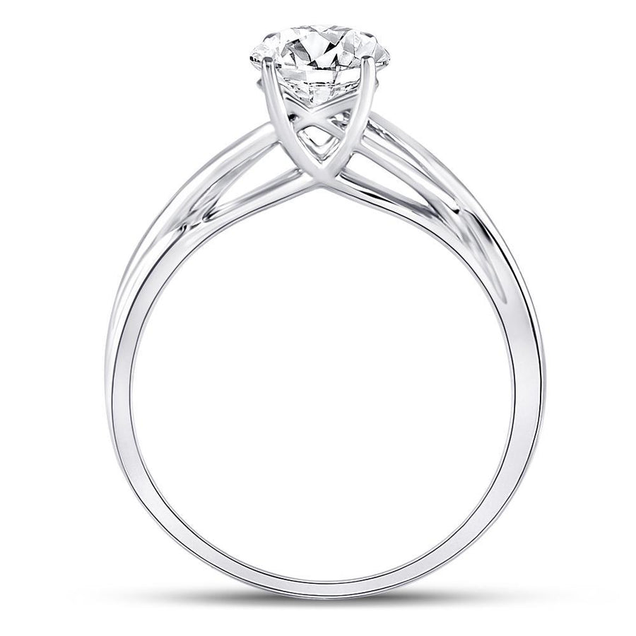 14kt White Gold Womens Round Diamond Solitaire Bridal Wedding Engagement Ring 3/4 Cttw