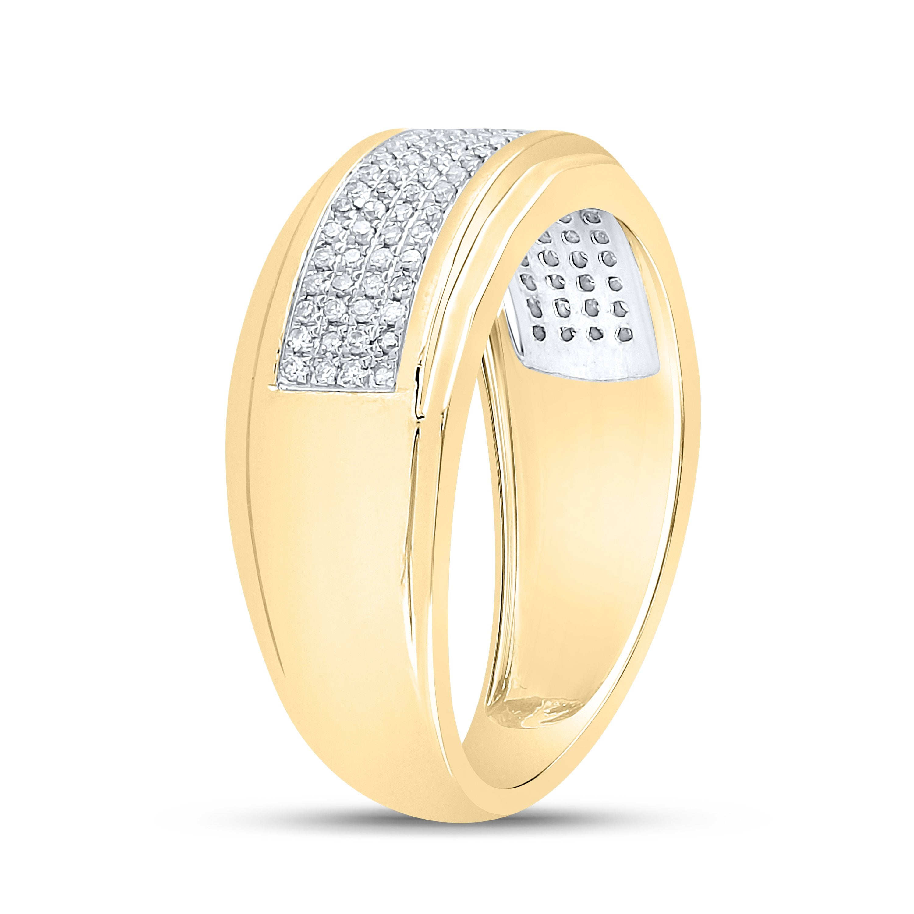 10kt Yellow Gold Mens Round Diamond Band Ring 1/3 Cttw