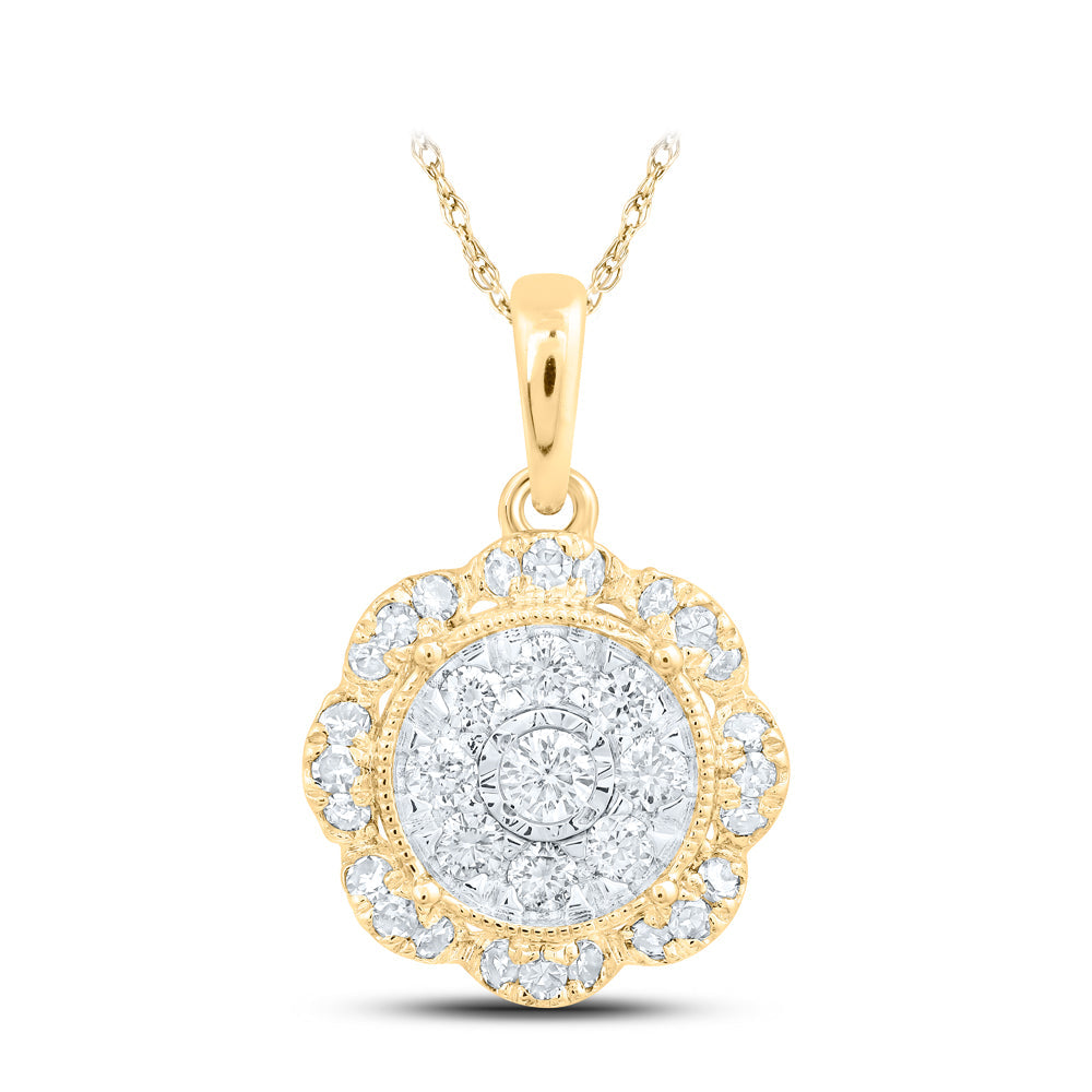10kt Yellow Gold Womens Round Diamond Circle Pendant 1/3 Cttw