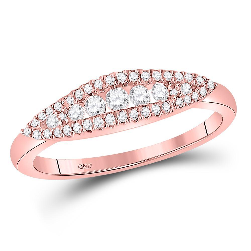14kt Rose Gold Womens Round Diamond Modern Anniversary Band Ring 3/8 Cttw