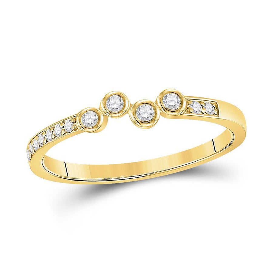 10kt Yellow Gold Womens Round Diamond Stackable Band Ring 1/5 Cttw