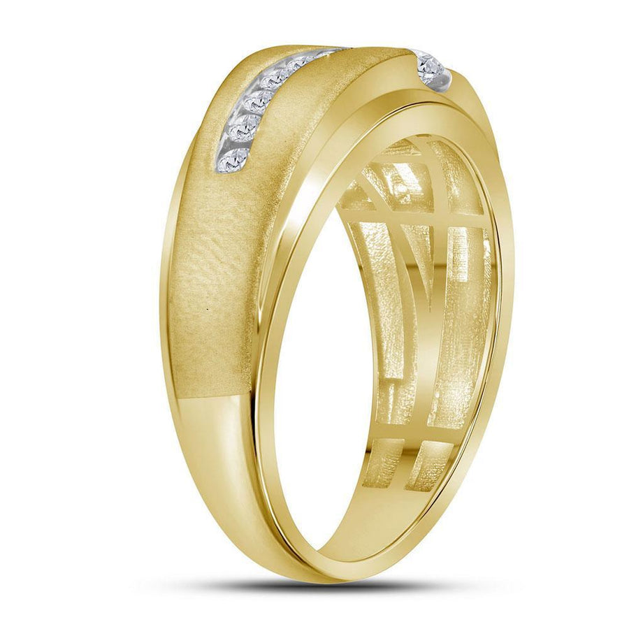 10kt Brush Finished Yellow Gold Mens Round Diamond Wedding Band Ring 5/8 Cttw