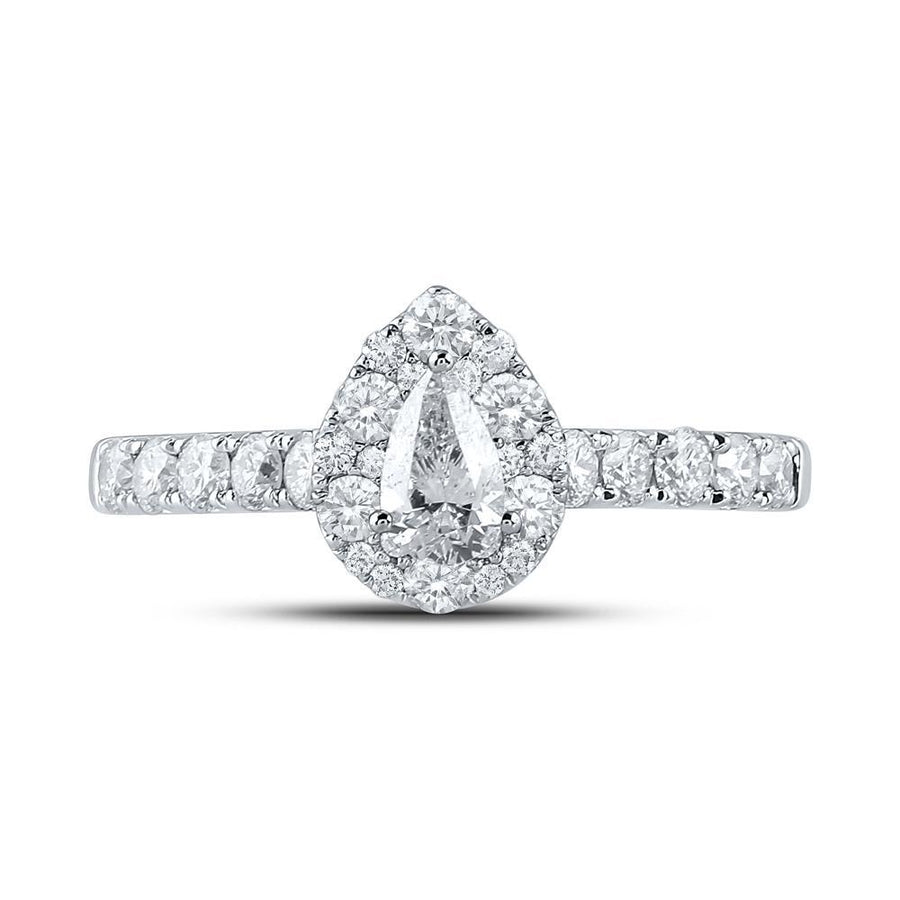 14kt White Gold Pear Diamond Halo Bridal Wedding Engagement Ring 1 Cttw
