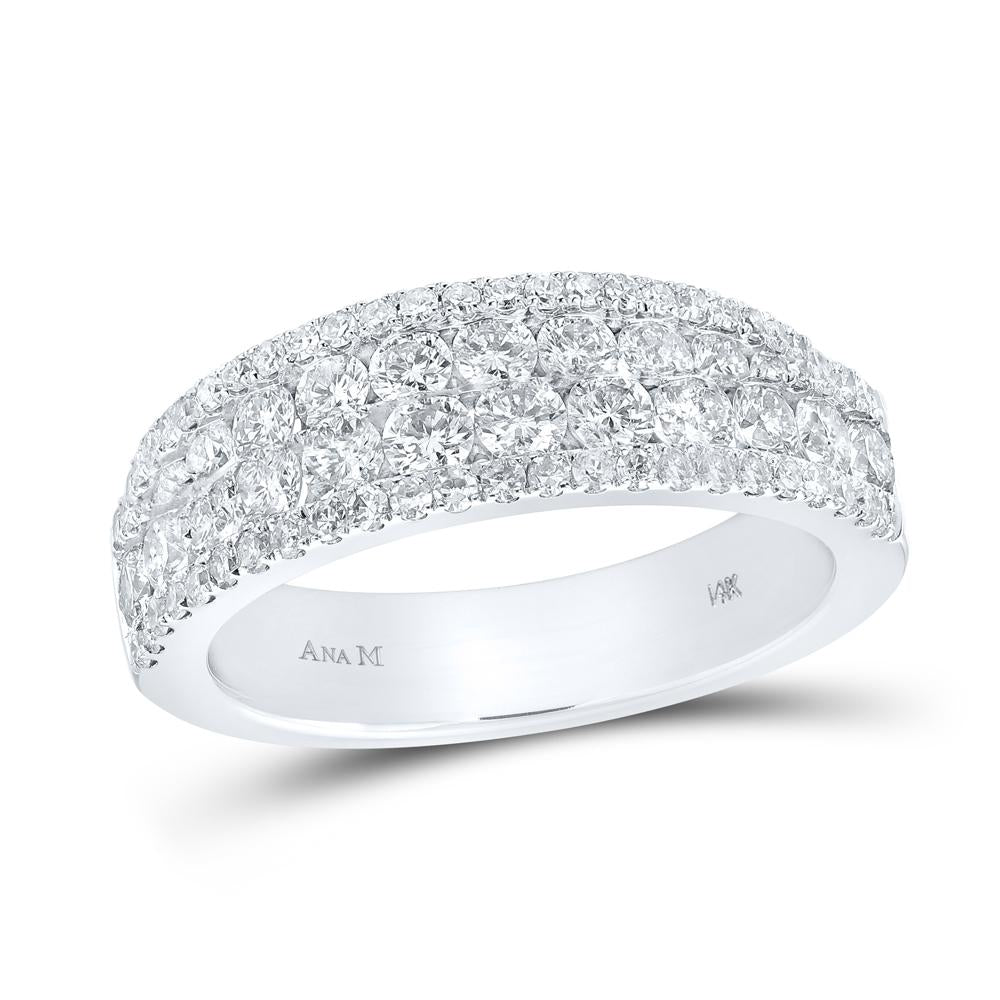14kt White Gold Womens Round Diamond Band Ring 1 Cttw