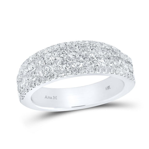 14kt White Gold Womens Round Diamond Band Ring 1 Cttw