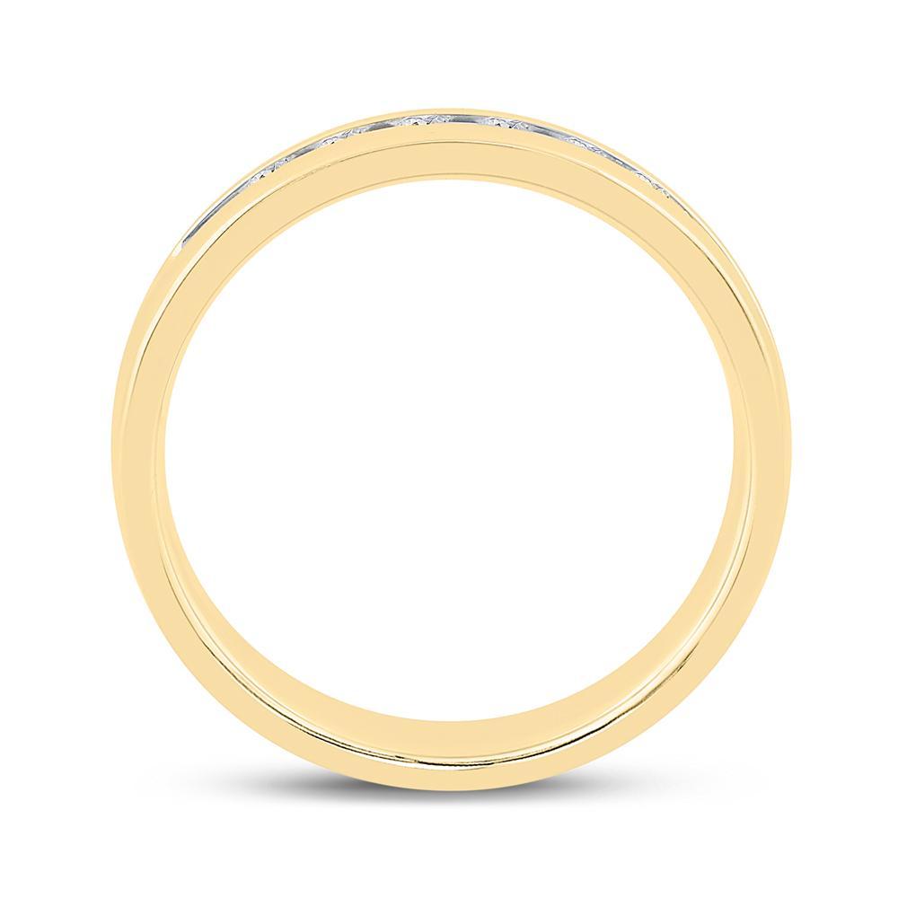 14kt Yellow Gold Mens Round Diamond Wedding Single Row Band Ring 1/2 Cttw