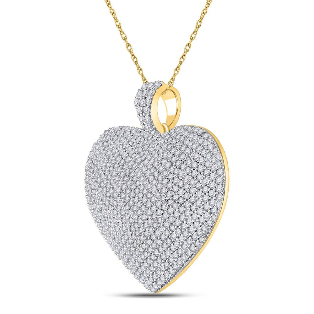 14kt Yellow Gold Womens Round Diamond Charmed Heart Pendant 2 Cttw