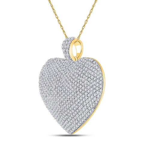 14kt Yellow Gold Womens Round Diamond Charmed Heart Pendant 2 Cttw