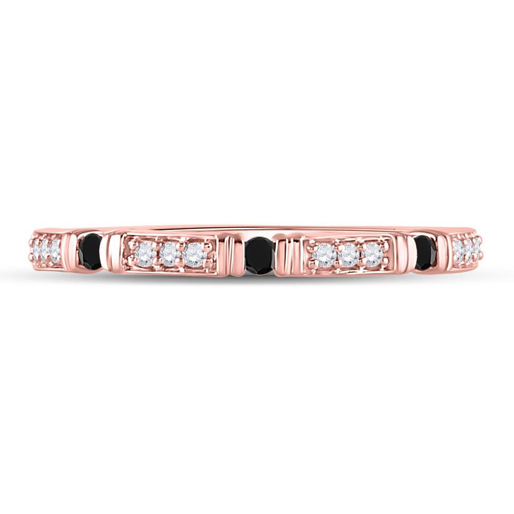 10kt Rose Gold Womens Round Black Color Enhanced Diamond Band Ring 1/10 Cttw