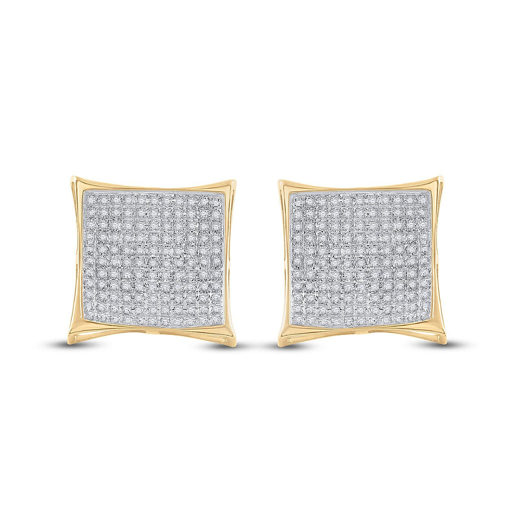 10kt Yellow Gold Womens Round Diamond Kite Cluster Earrings 3/4 Cttw