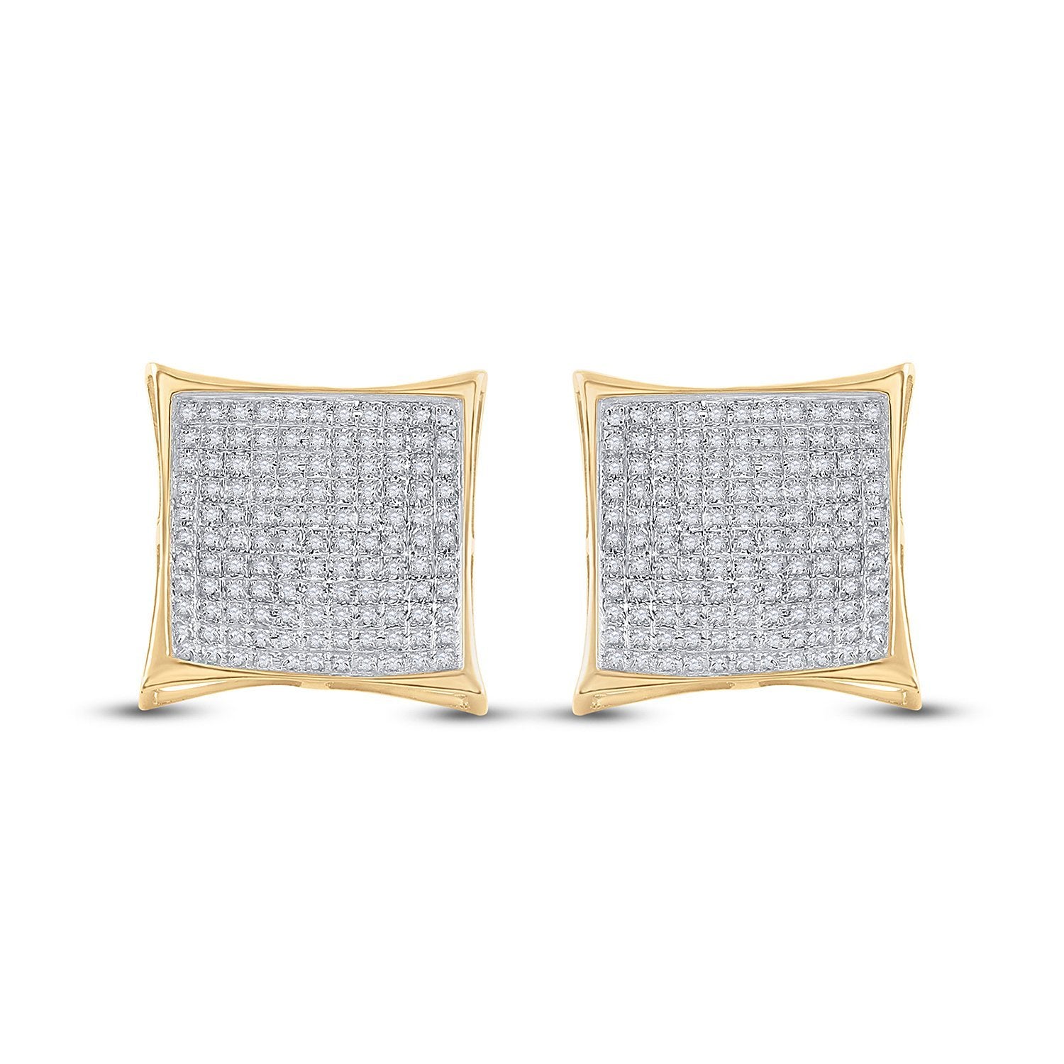 10kt Yellow Gold Womens Round Diamond Kite Cluster Earrings 3/4 Cttw