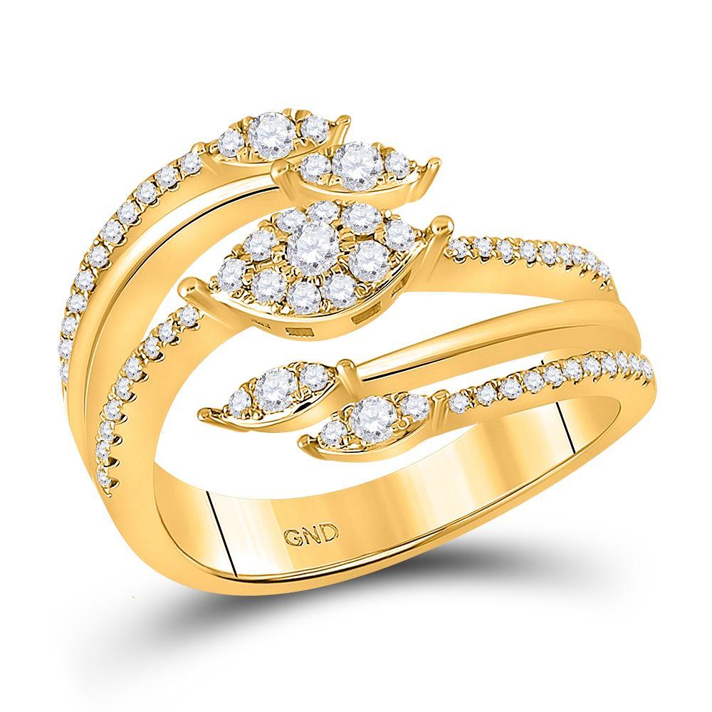14kt Yellow Gold Womens Round Diamond Open Strand Band Ring 1/2 Cttw