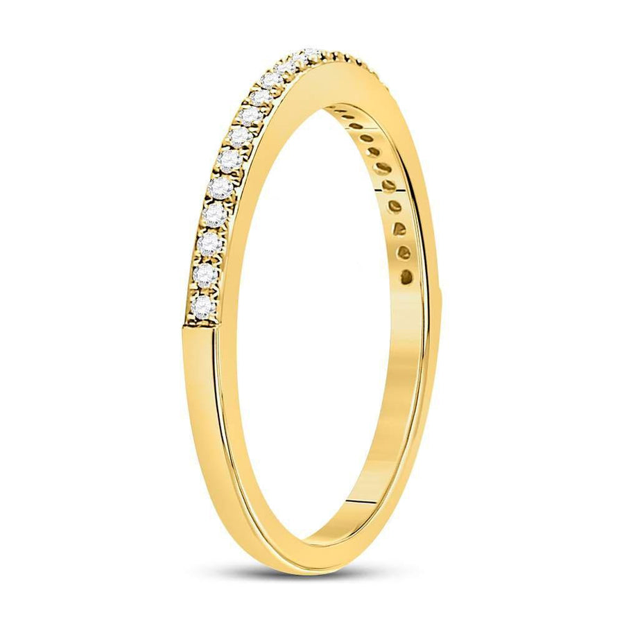 10kt Yellow Gold Womens Round Diamond Anniversary Stackable Band Ring 1/8 Cttw