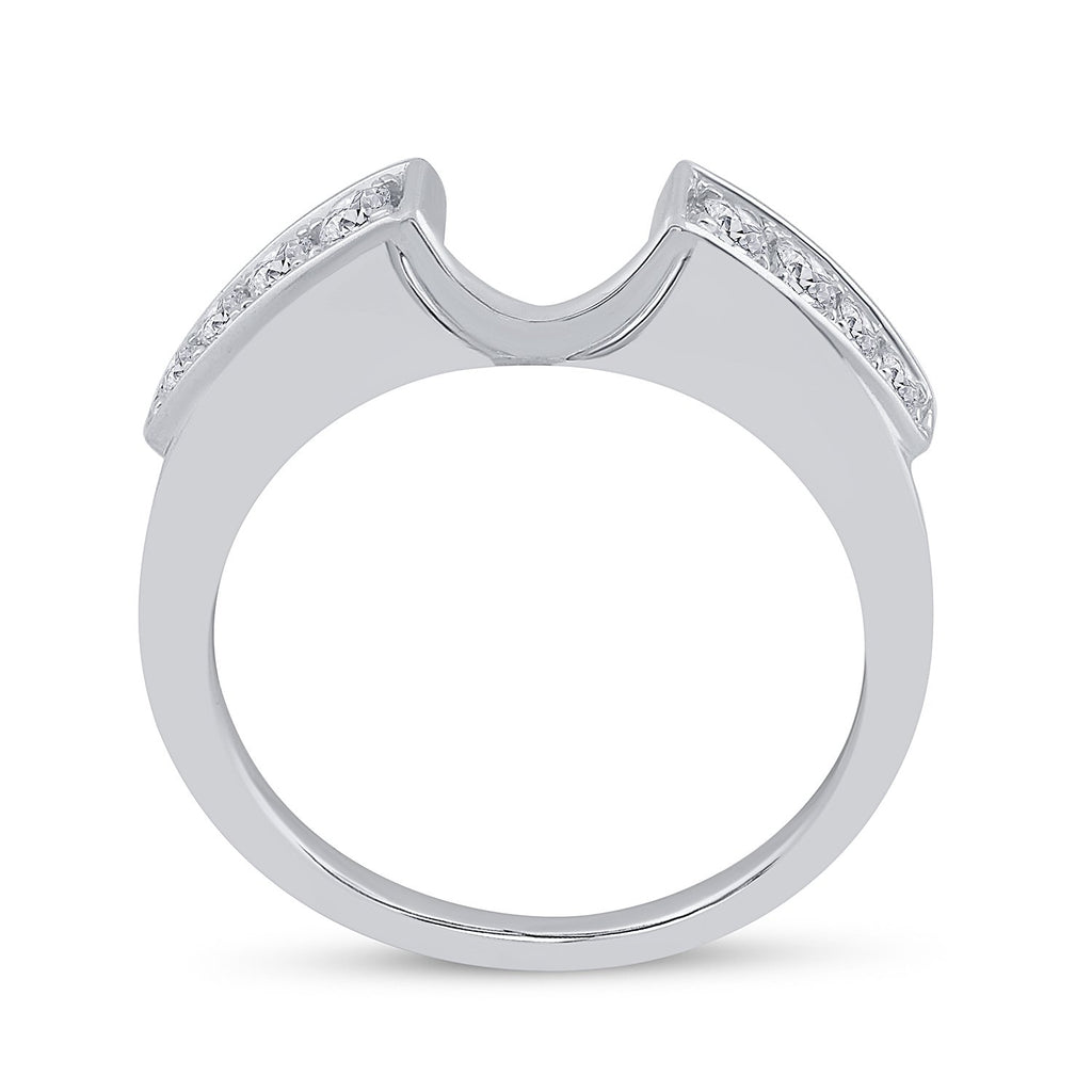 14kt White Gold Womens Round Diamond Ring Guard Wrap Solitaire Enhancer 1/4 Cttw