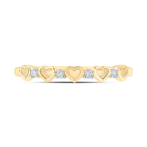 10kt Yellow Gold Womens Round Diamond Heart Ring 1/20 Cttw