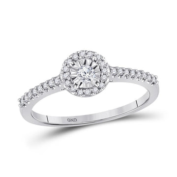 10kt White Gold Womens Round Diamond Solitaire Promise Ring 1/4 Cttw