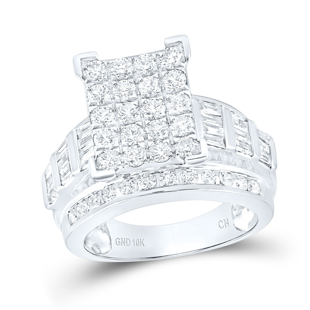 10kt White Gold Round Diamond Cluster Bridal Wedding Engagement Ring 2 Cttw