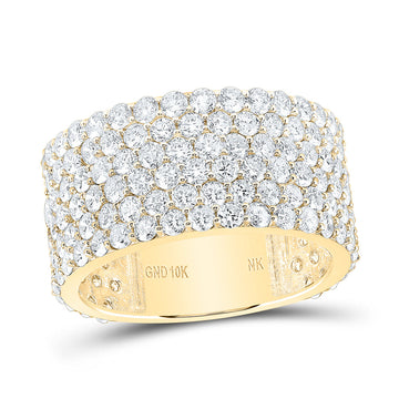 10kt Yellow Gold Mens Round Diamond 6-Row Pave Band Ring 6-1/2 Cttw