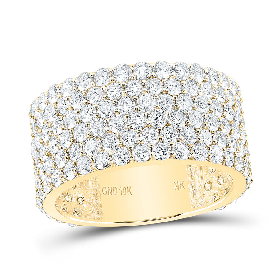 10kt Yellow Gold Mens Round Diamond 6-Row Pave Band Ring 6-1/2 Cttw